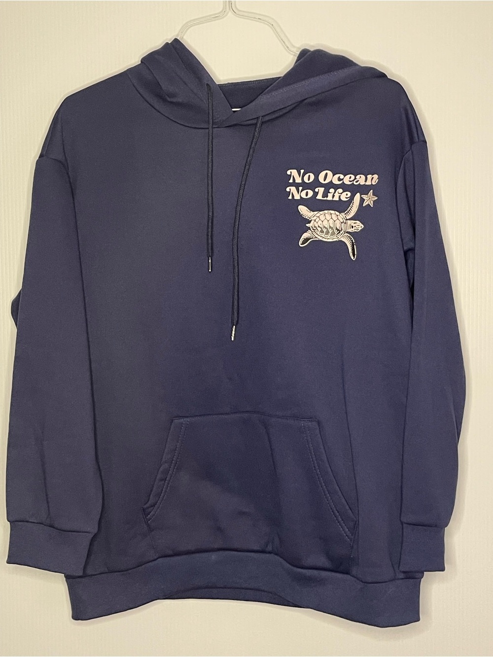 No Ocean No Life Navy Hooded Sweater